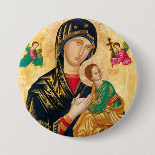 Byzantine Virgin Mary och Child Icon jul Knapp