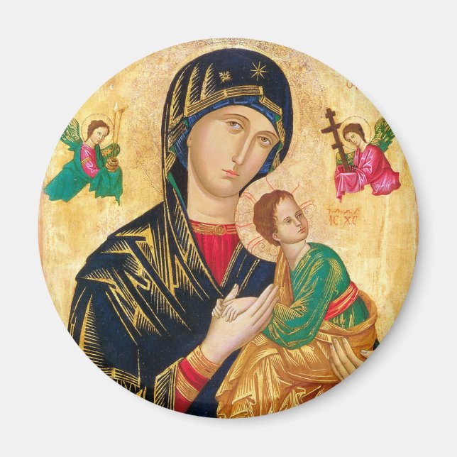Byzantine Virgin Mary och Child Icon jul Magnet (Framsidan)