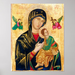 Byzantine Virgin Mary och Child Icon jul Poster