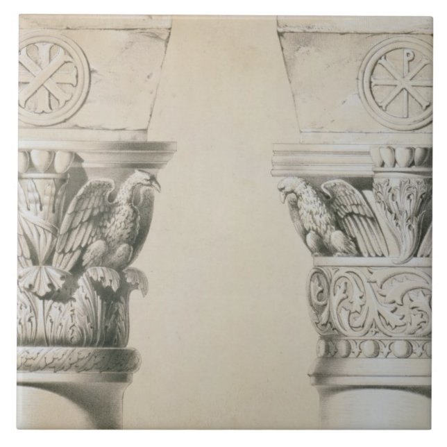 Byzantinehuvudstäder från kolonner i skeppet av kakelplatta (Framsidan)