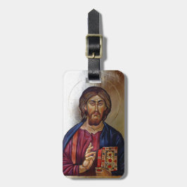 Byzantinesymbol av Kristus Pantocrator Bagagebricka