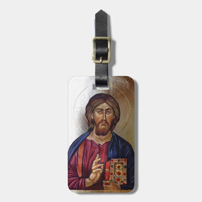 Byzantinesymbol av Kristus Pantocrator Bagagebricka (Vertikal Framsida)