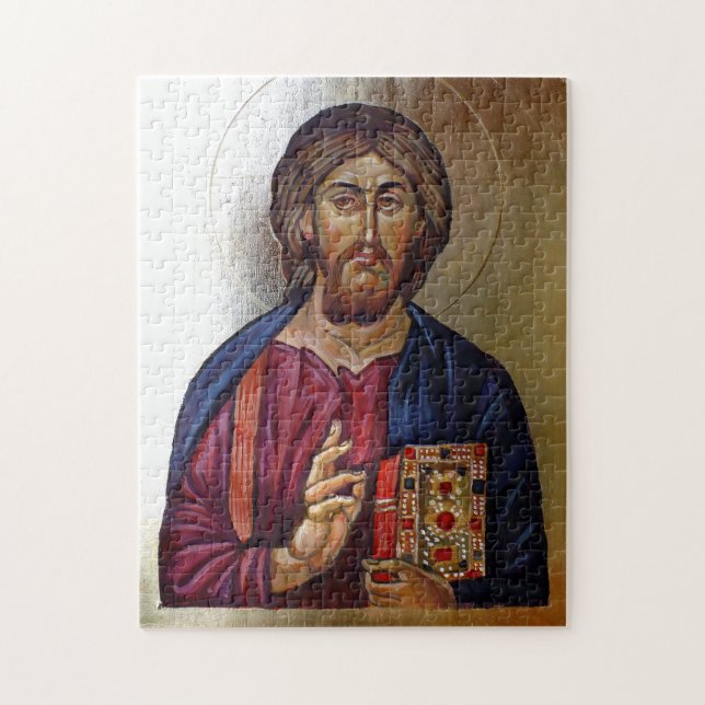 Byzantinesymbol av Kristus Pantocrator Pussel (Vertikal)