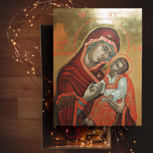 Byzantinsk ikon av Sankta Maria Theotokos Vykort