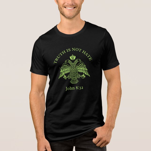Byzantinska Örnen John 8 32 Sanning T-shirt (Framsida)