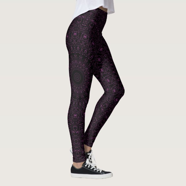 Byzantium Lila Mandala med Intricate Symmetry Leggings (Höger)