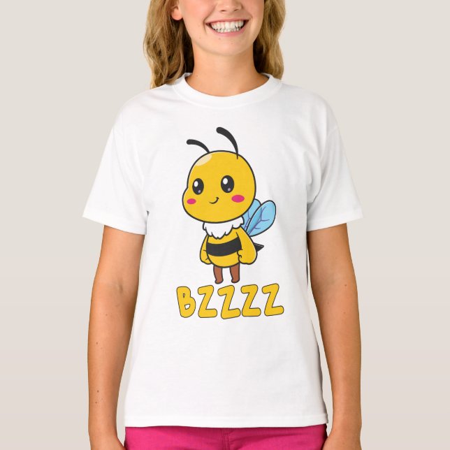 BZZZ Cute Childrens Bees för barn - Tecknad Bee T Shirt (Framsida)
