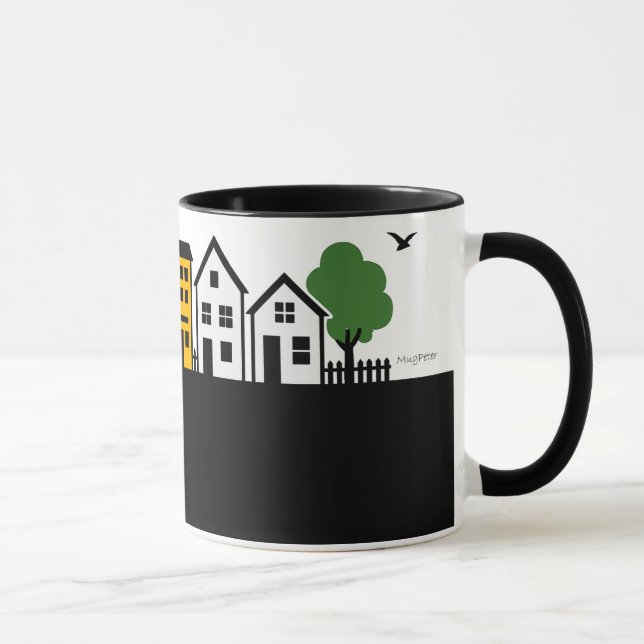 C02 - Tasse mit Dorf Kleinstadt Skyline Mugg (Höger)