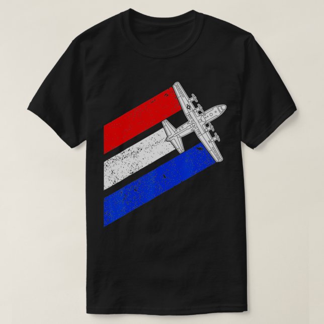 C130 Hercules Gunship USA flagga Airplane C130 4th T Shirt (Design framsida)