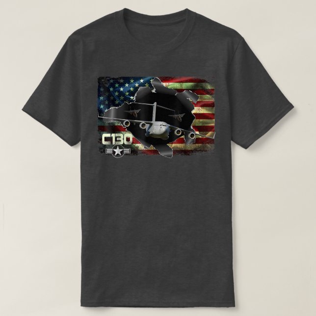 C130 Hercules Luft Force Military MiliVeteran Prid T Shirt (Design framsida)