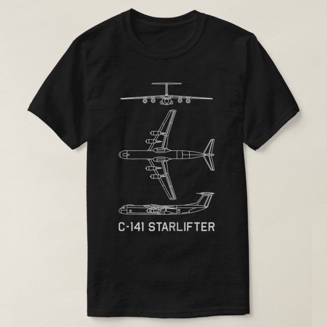 C141 Starlifter American Flygplan Airplane Bluepri T Shirt (Design framsida)