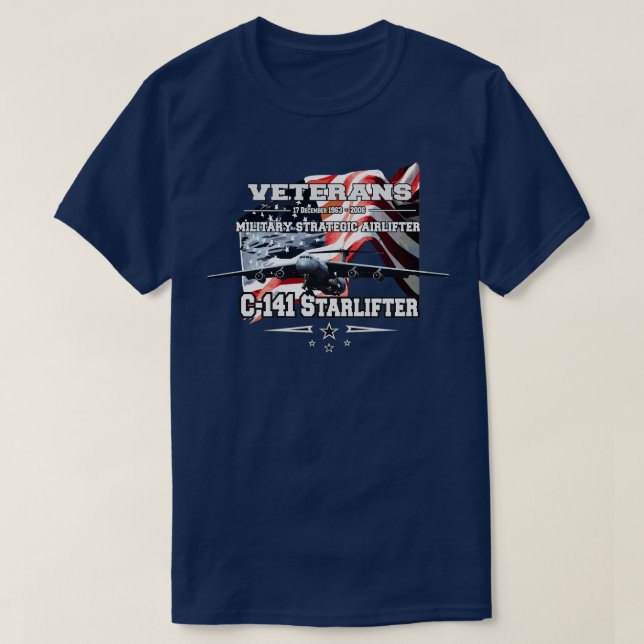 C141 Starlifter Military Luft Transport Service T Shirt (Design framsida)