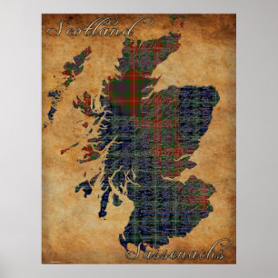 C18:e Skottland och Sassenachs Karta Art Poster