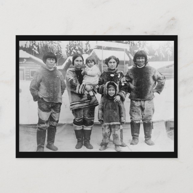 c1909 Eskimo-familjen från Labrador Seattle Vykort (Framsida)