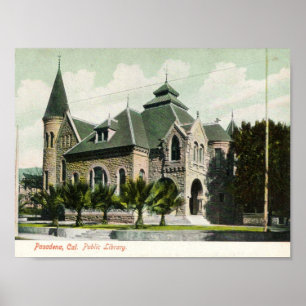 c1910 offentligt bibliotek, Pasadena, CA Poster