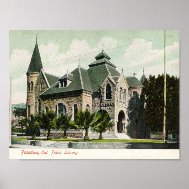 c1910 Public Bibliotek, Pasadena, CA Poster (Framsidan)