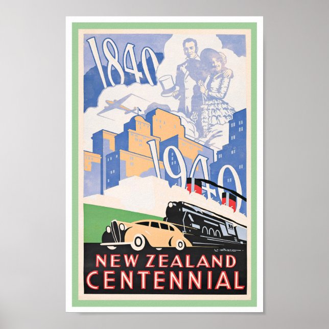c1940 TRAVEL POSTER NEW ZEALAND (Framsidan)