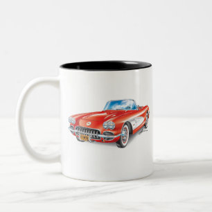 C1 Red Vette Illustration Two-Tone Coffee Mugg