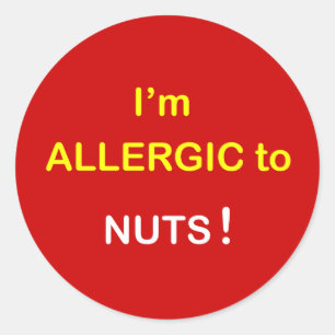 c2 - Jag är allergisk - NÖT. Runt Klistermärke