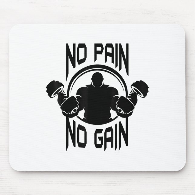 C386 No Pain No Gain Gym Workout Fitness Motivatio Musmatta (Framsidan)