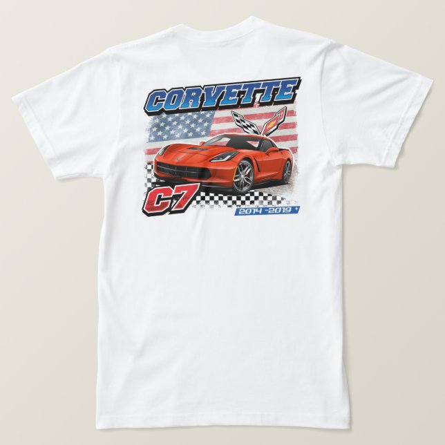C7 Corvette - 2-sidig Manar-Shirt T Shirt (Design baksida)