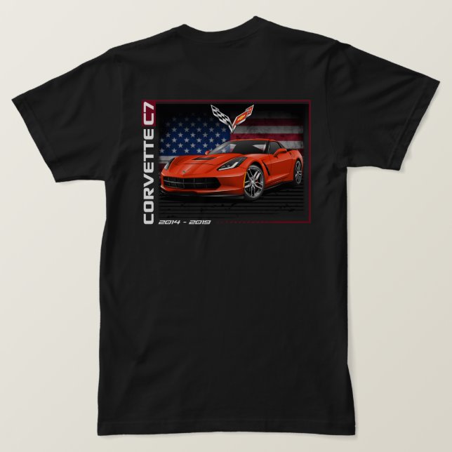 C7 Corvette - 2-sidig Manar-Shirt T Shirt (Design baksida)