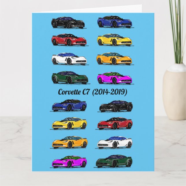 C7 Korvette Olika Färgad Sports Cars Teal Kort (Framsida)