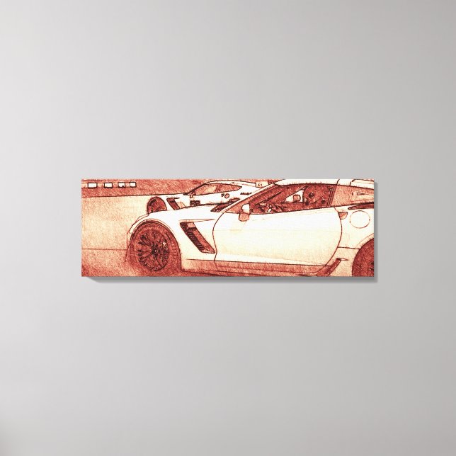 C7R Corvette Z06 2016 Sketch in Warm Red Canvastryck (Framsida)