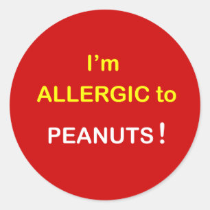 c8 - jag är allergisk - PEANUTS. Runt Klistermärke