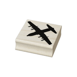 C-130 Hercules Airlift Flygplan Top View Wood Frim Stämpel