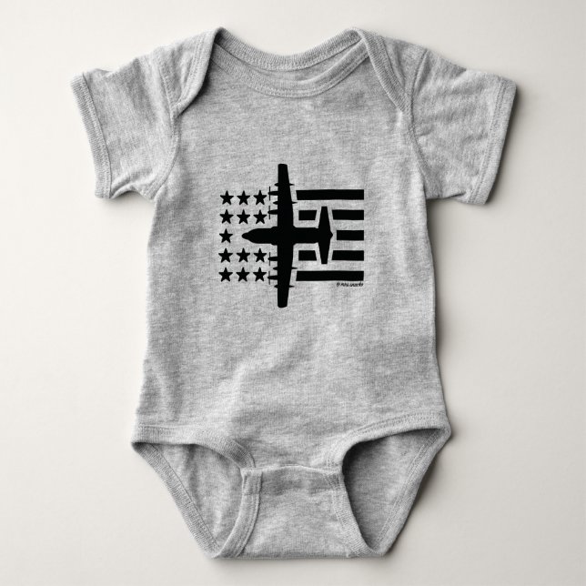 C-130 Hercules Black Jet Stars och stripes T Shirt (Framsida)