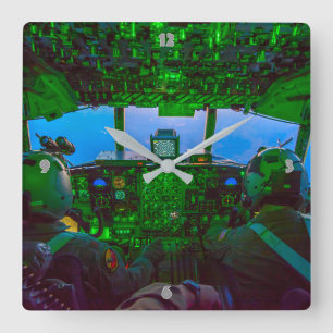 C-130 HERCULES COCKPIT FYRKANTIG KLOCKA