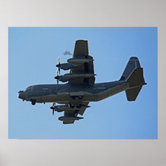 C-130 Hercules Flygplan w/ F-35 Silhouette Poster