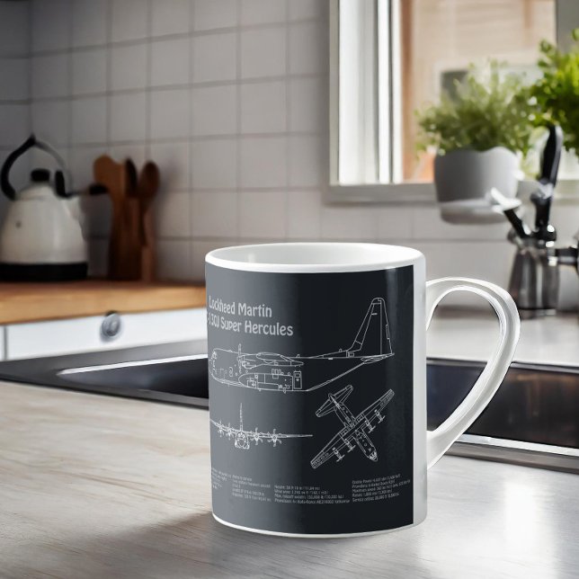 C-130 Hercules - Flygplanets plan för planerad pla Kaffemugg (Skapare uppladdad)