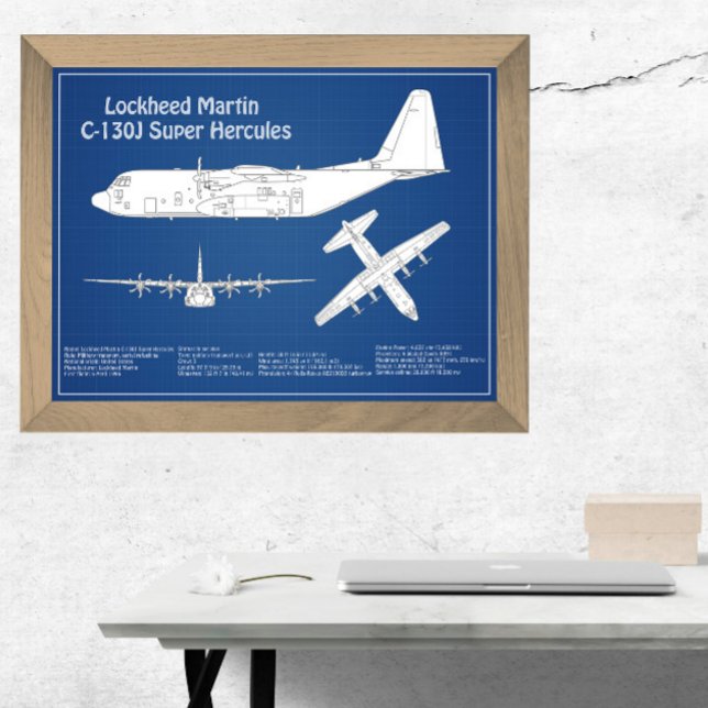 C-130 Hercules - Flygplanets plan för skisser ABD Fototryck (Skapare uppladdad)