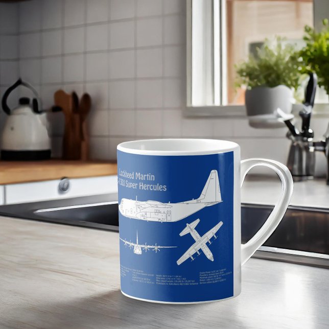 C-130 Hercules - Flygplanets plan för skisser ABD Kaffemugg (Skapare uppladdad)