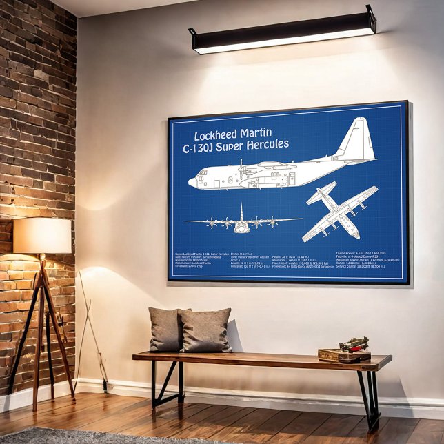 C-130 Hercules - Flygplanets plan för skisser ABD Poster (Skapare uppladdad)