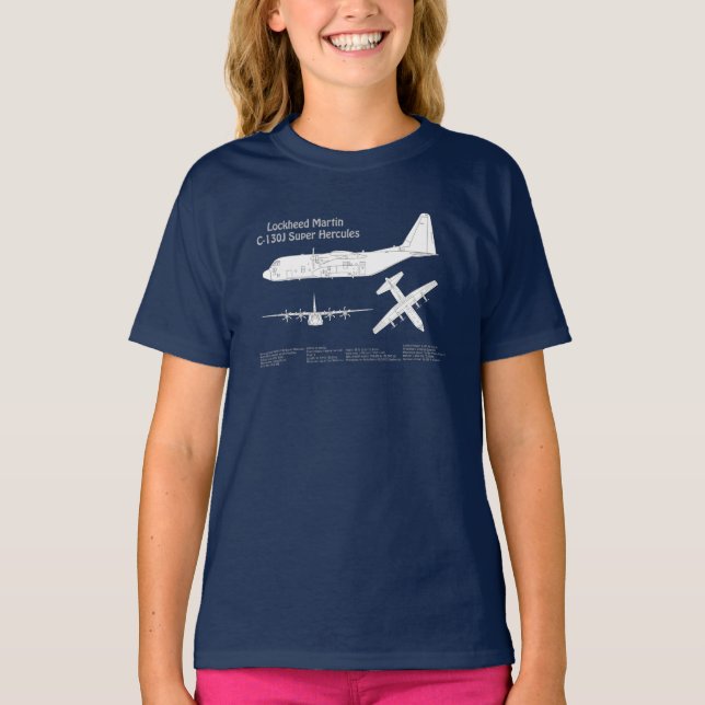 C-130 Hercules - Flygplanets plan för skisser ABD T Shirt (Framsida)