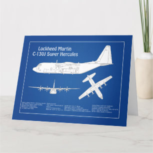 C-130 Hercules - Flygplanets plan för skisser ABD Tack Kort