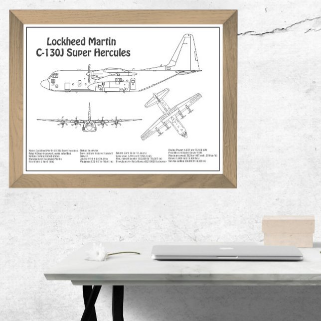 C-130 Hercules - Flygplanets planer för blåkopia B Fototryck (Skapare uppladdad)