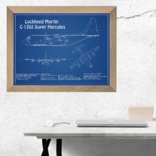 C-130 Hercules - Flygplanets planritningar AD Fototryck