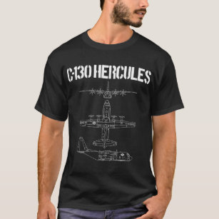 C-130 Hercules Gunship Military Airplane Schematic T Shirt