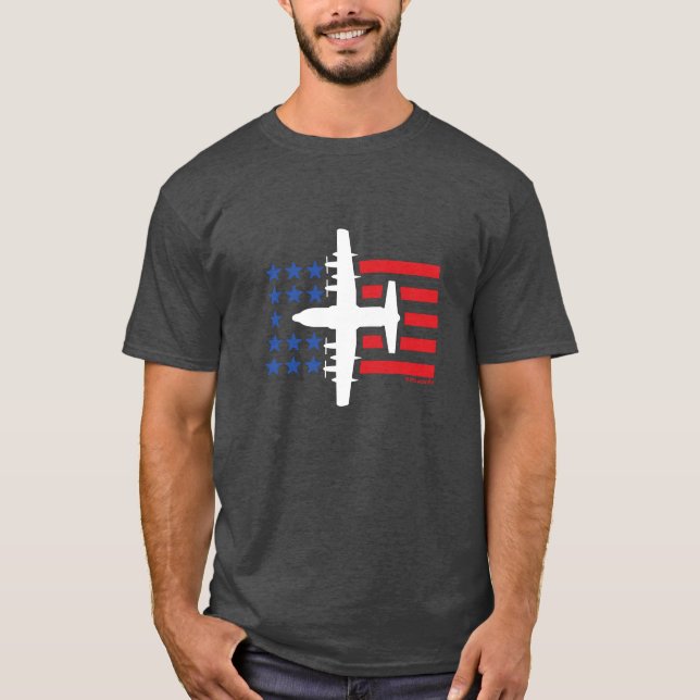 C-130 Hercules Jet Blue Stars och Red Rand T Shirt (Framsida)