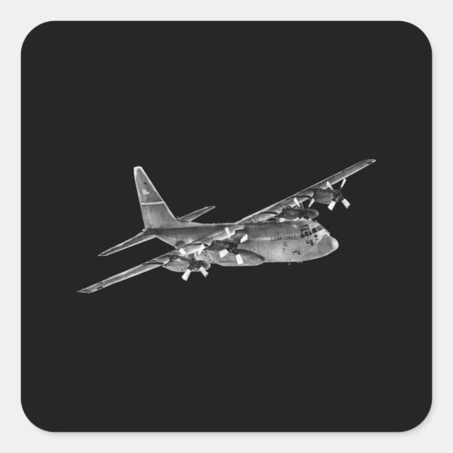 C-130 Hercules - Militär Fyrkantigt Klistermärke (Framsida)