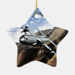 C-130 HERCULES militärflygplan Julgransprydnad Keramik