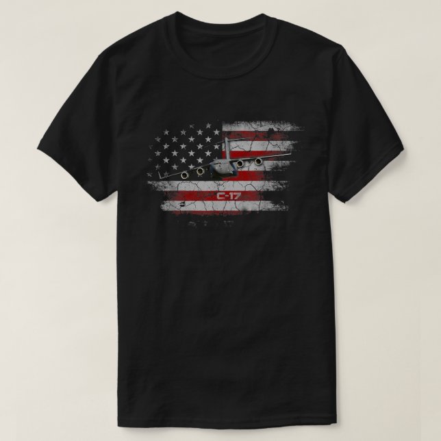 C-17 Globemaster Military Transport Airplane Flag  T Shirt (Design framsida)