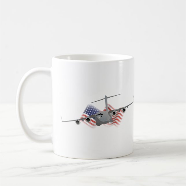 C-17 US Luft Force Airplane Kaffemugg (Vänster)