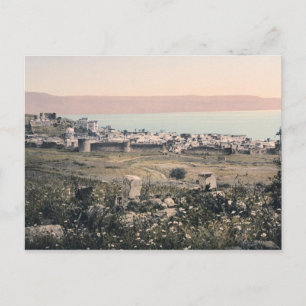 c 1890 Vintage Tiberias Israel Panorama Vykort