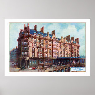 c 1900 Watercolor St. Enoch Hotel Glasgow Poster