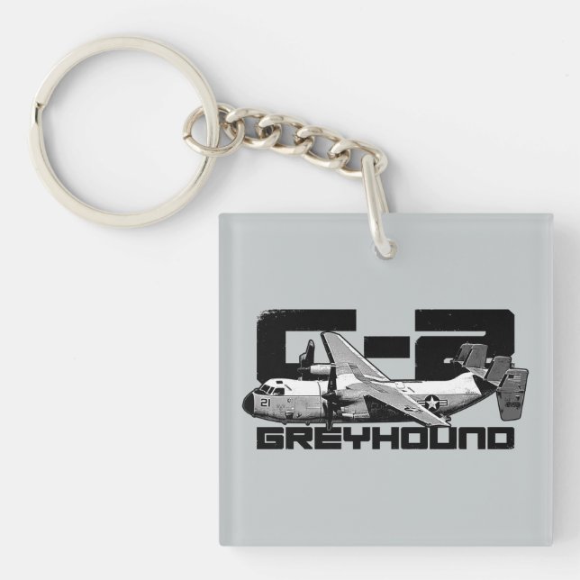 C-2 Greyhound Square (dubbla-sidig)-nyckelkedja (Framsidan)